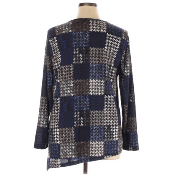 New Direction XL blue asymmetrical long sleeve top - Picture 2 of 10